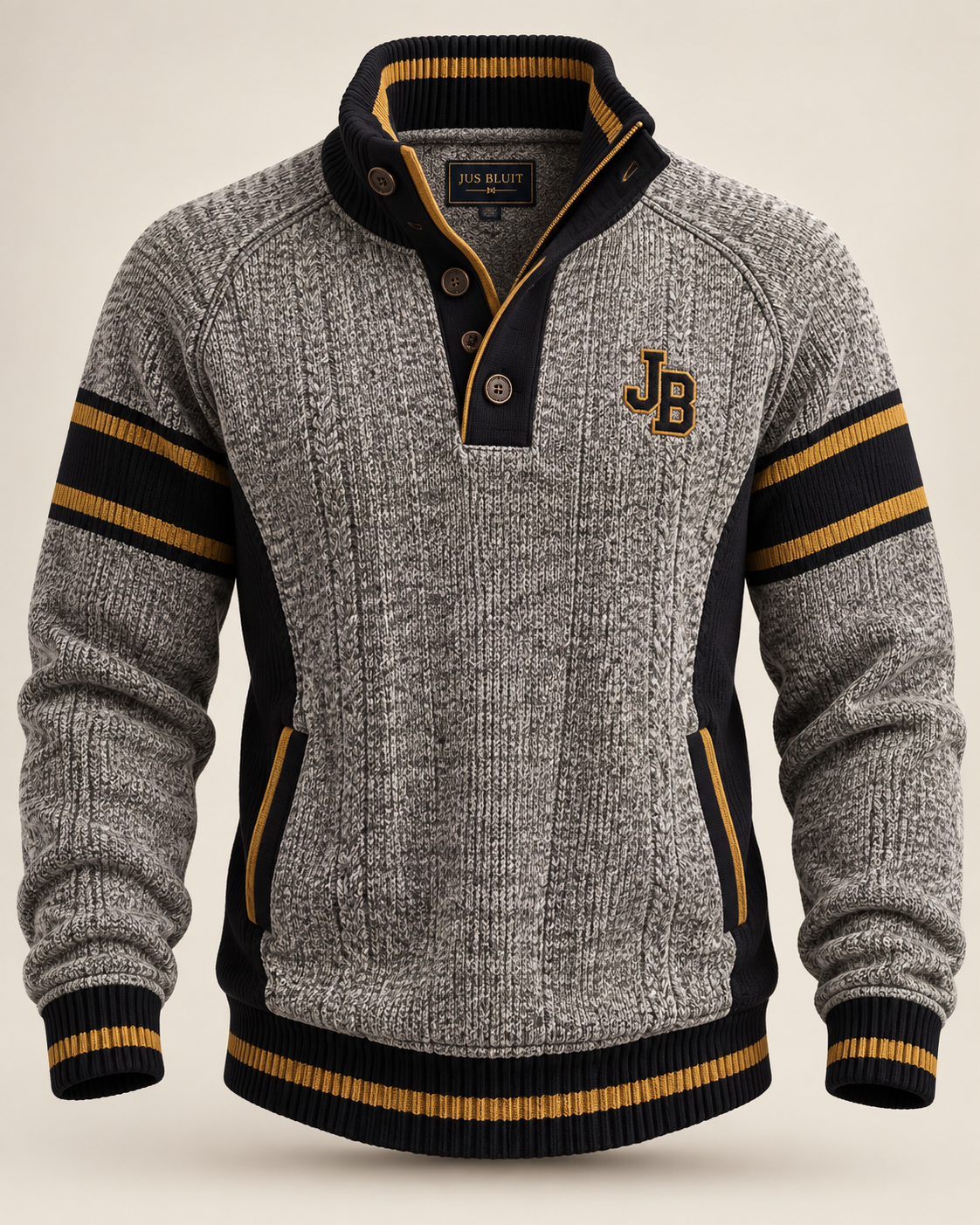 Jus Bluit Heritage Half-Zip - Grey Black Gold