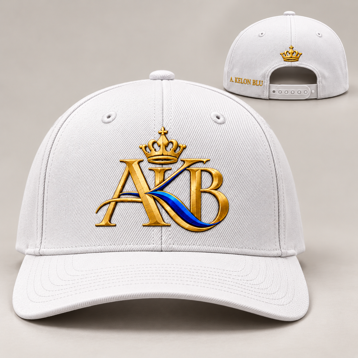 AKB Author’s Edition White Cap — Gold / Blue Signature
