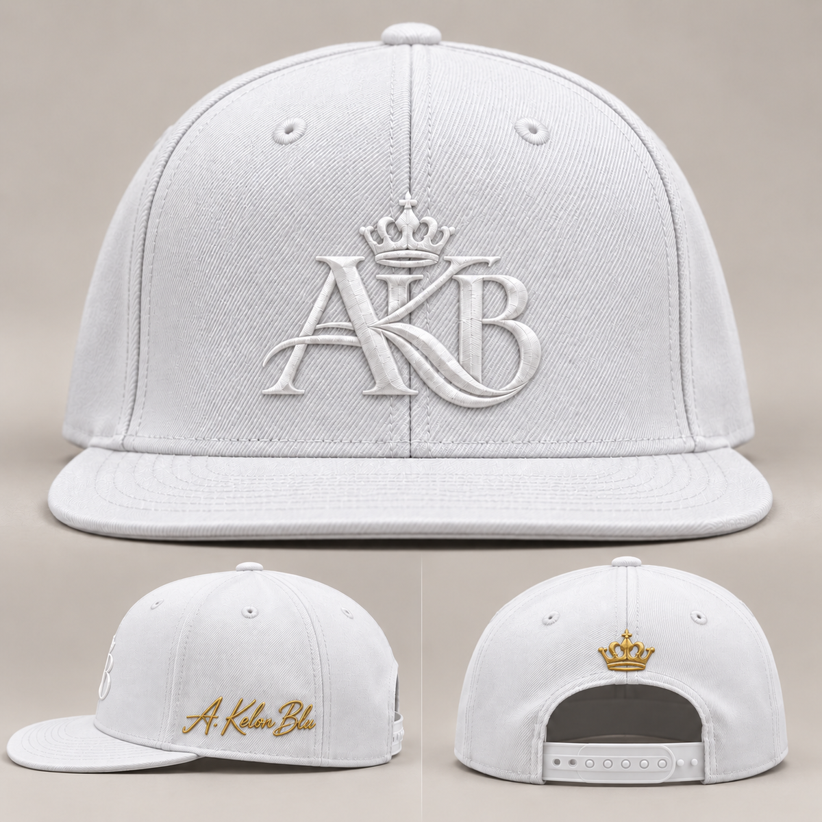AKB Author’s Edition White Cap — Tonal White + Gold Detail
